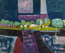 81 夜晚的乡村 丙烯/油画 Aler